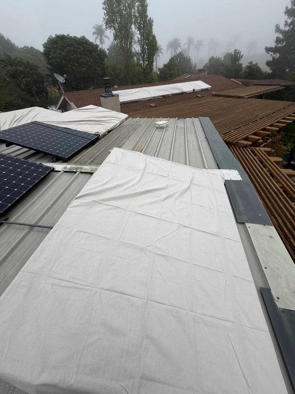 Aerial view of pergola during preparation phase