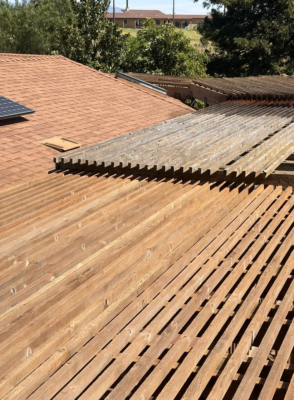 Pergola slats before painting