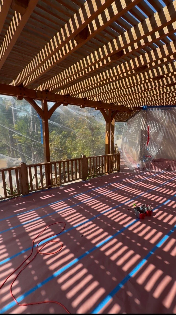 Pergola during sanding process